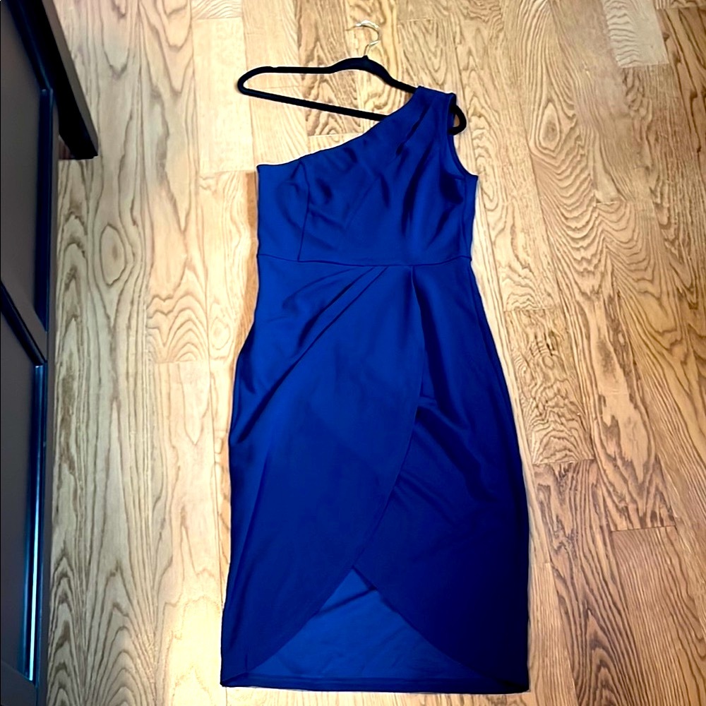 One-Shoulder formal blue Dress